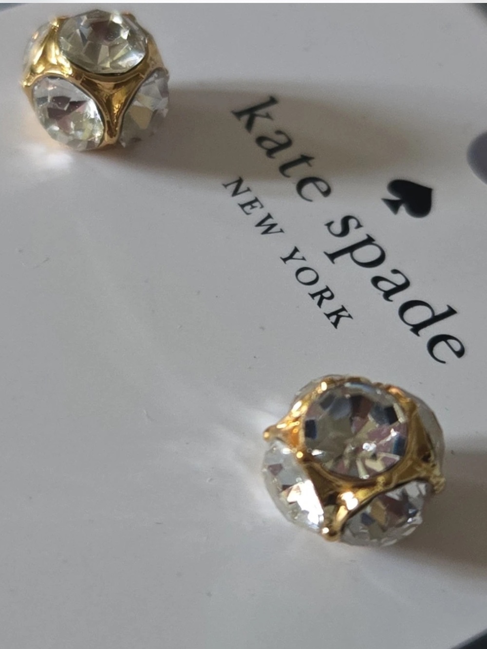 Kate Spade Lady Marmalade Gold-Tone Crystal Stud cube earrings NEW